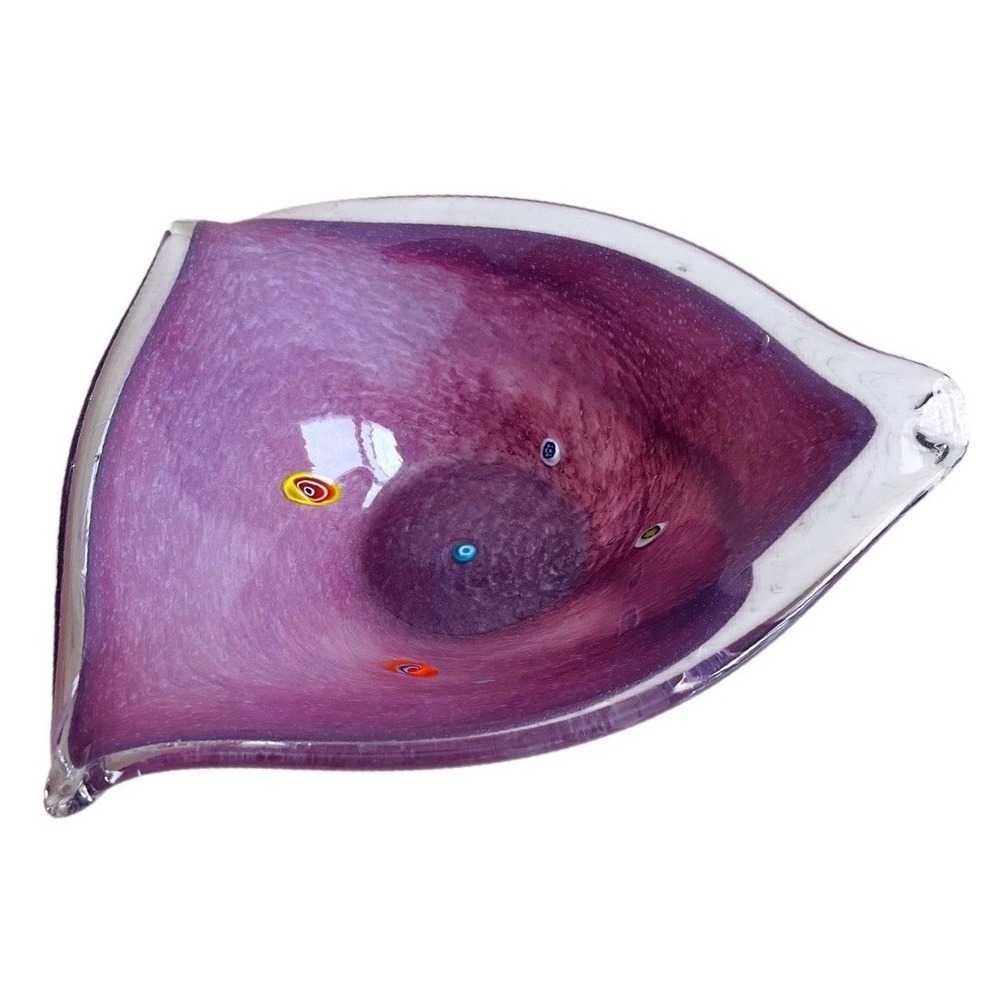Mid-Century Murano Amethyst Glass Bowl - Raised Murrine - Fratelli Toso 7